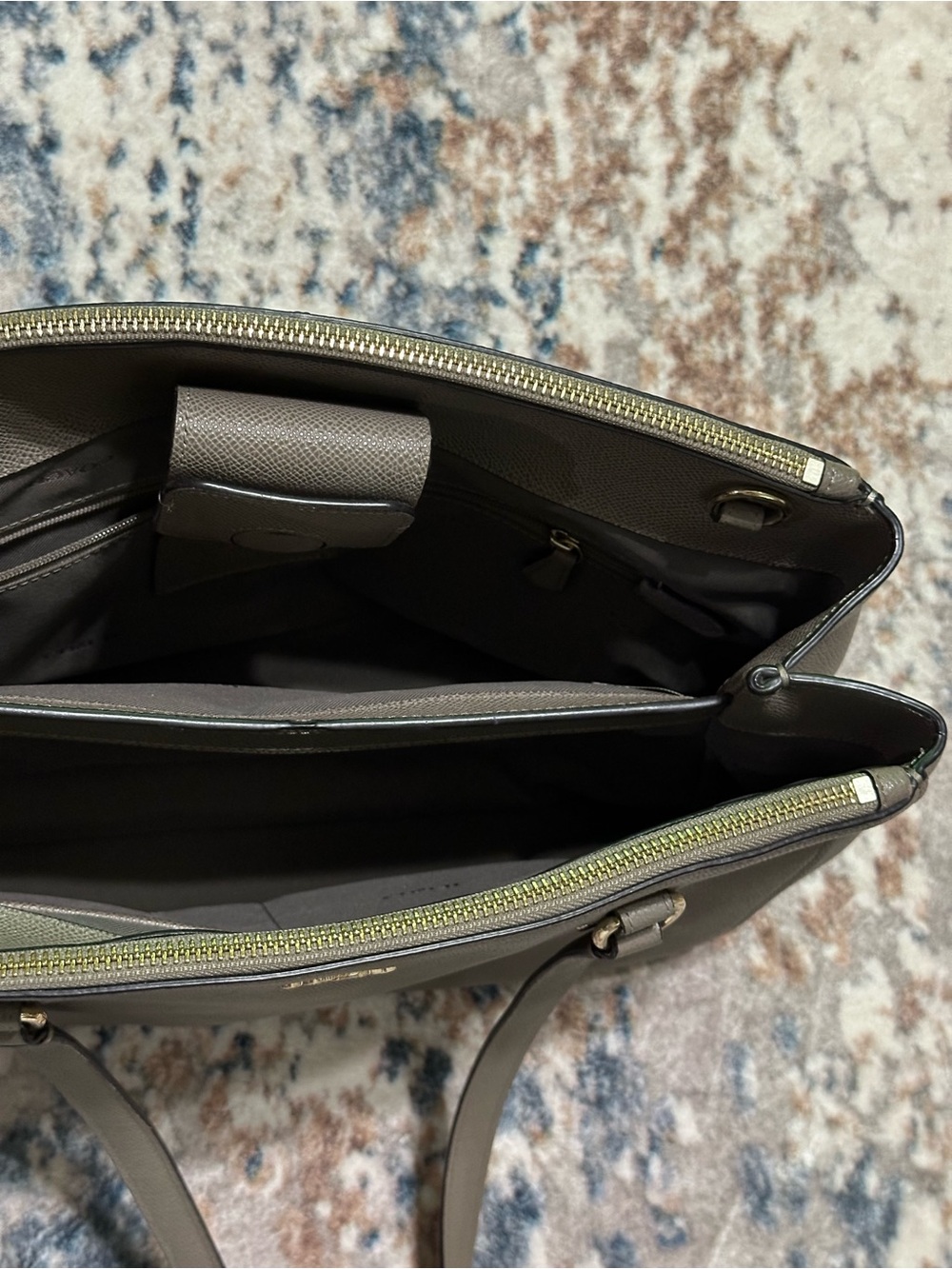 COACH Grayish Taupe colored Pebbled Leather Tote with Detachable Strap - Picture 4 of 7